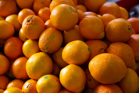 Closeup view on oranges on the marketの写真素材
