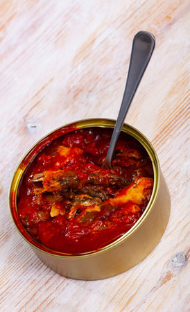 Picture of tasty small fried in tomato sauce sprat from Rigaの写真素材