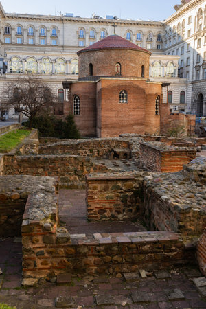 Exterior view of Saint George Rotunda Church; an ancient brick building in Sofia. Bulgariaの写真素材