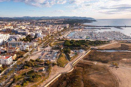 Aerial photo of Vilanova i la Geltru, province of Barcelona, Spainの写真素材