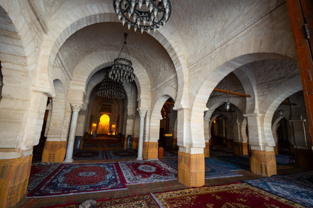 Interior of the Great Mosque in city Sousse, Tunisiaのeditorial素材