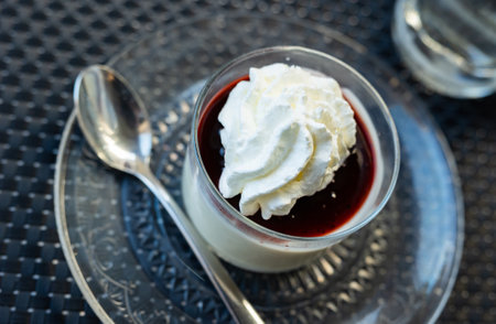 Wild berry mousse served for dessertの写真素材