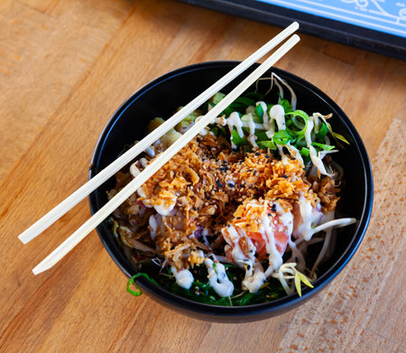 Custom salad in fast foodの写真素材