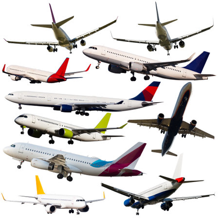 Passenger airplanes isolated on whiteの写真素材