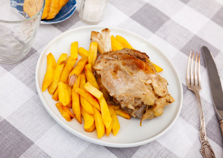 Delicious stewed meat knuckle with potatoesの写真素材