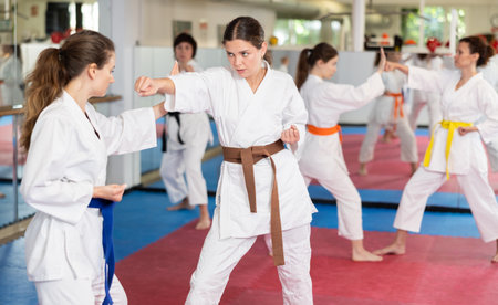 Women practice kickingの写真素材