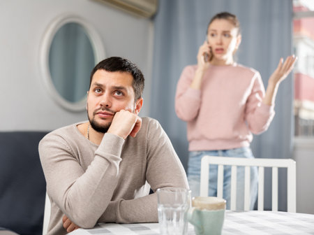 Young adult couple having problems in relationshipの写真素材