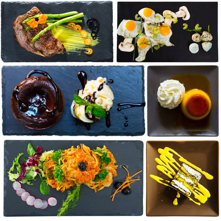 Dishes served on square platesの写真素材