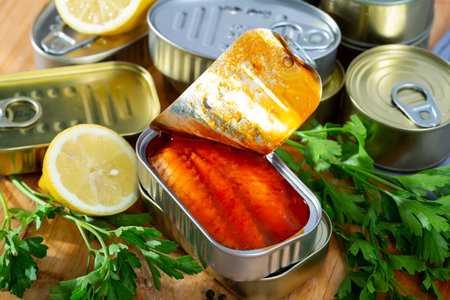 Mackerel fillets in tomato sauceの写真素材