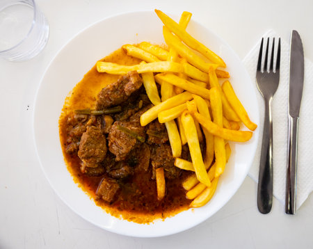 Traditional dish of French cuisine is Beef bourguignonの写真素材