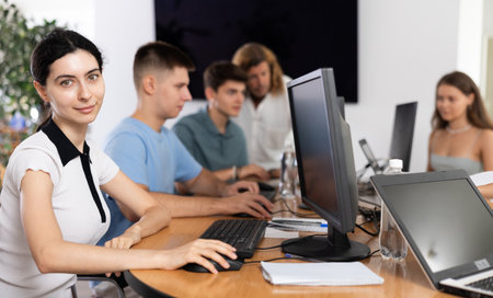 Female student is engrossedの写真素材