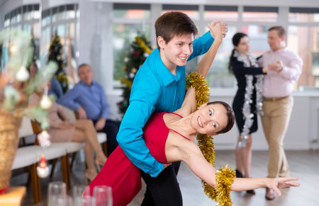 Woman and man dancingの写真素材