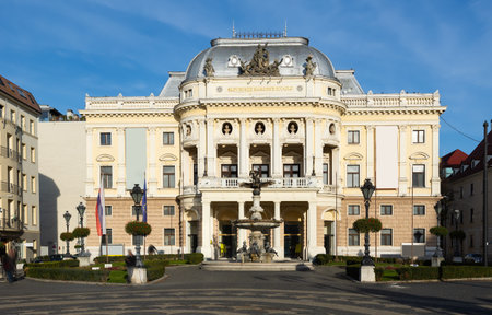 Slovak National Theatre. Neo Renaissance building on Hviezdoslav Square. Bratislava. Slovakiaの写真素材
