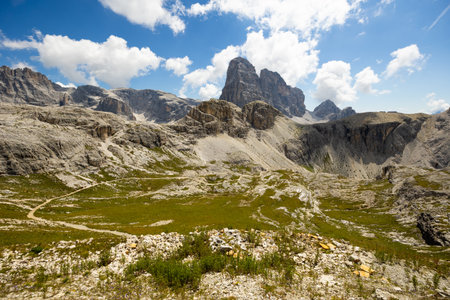 Hiking through Dolomite Mountainsの写真素材