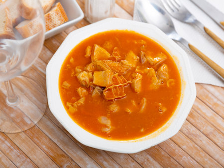 Traditional dish in the north of Spain in Asturias is Callos a la Asturiana, made from stewed chopped tripeの写真素材