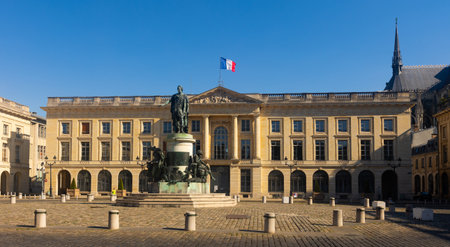 Place Royale of Reims with bronze statue of king Louis XVの写真素材