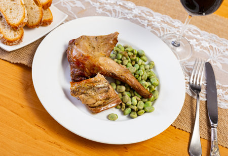 roasted rabbit with green mung beensの写真素材