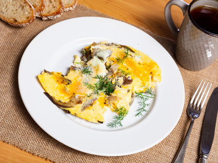 Omelette with mushroomsの写真素材