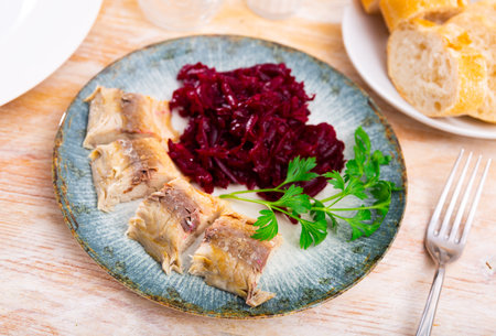 Appetizing mackerel with beetrootの写真素材