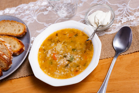 Rassolnik - Traditional Russian soup with pickled cucmbersの写真素材