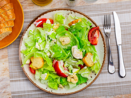 Popular dish of american cuisine is Caesar saladの写真素材