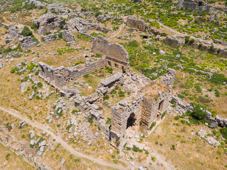 Remains of Roman Baths at Sillyon, Turkeyの写真素材