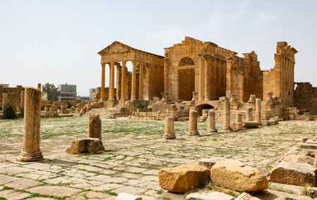 View of Capitolium Temples in archeological site of Sufetulaの写真素材