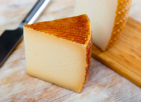 View of a pieces of semi-hard cheeseの写真素材