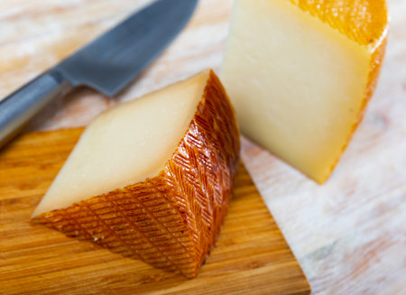 View of a pieces of semi-hard cheeseの写真素材