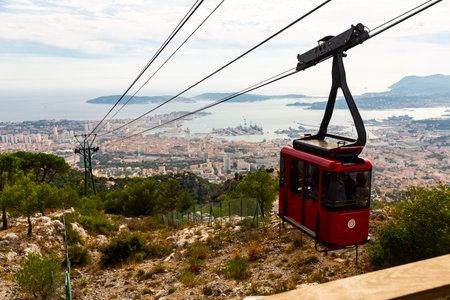 Photo of cable car to Mount Faron, Toulon, Franceの写真素材