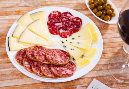 Traditional spanish snack tapas on a plateの写真素材