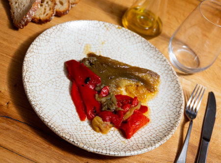 Festive and everyday vegetable dish of Catalan cuisine is escalibadaの写真素材