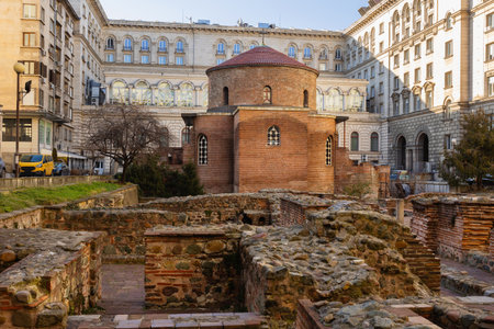 Exterior view of Saint George Rotunda Church; an ancient brick building in Sofia. Bulgariaの写真素材