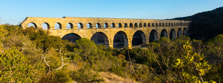 Panorama of Pont du Gard, Franceの写真素材