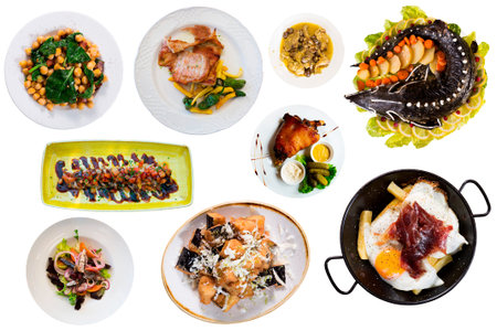 Top view of dishes isolated