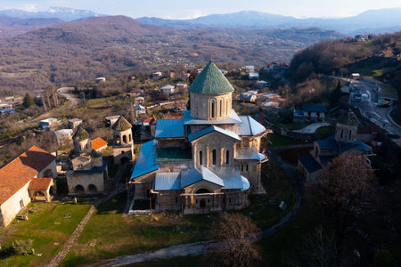 Aerial view of medieval monastic complex of Gelati, Georgia