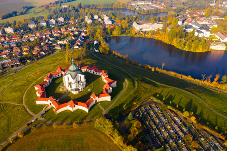 Church of Saint John of Nepomuk, aerial viewの写真素材