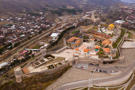 Aerial view of Rabati Castle in Georgian city of Akhaltsikhe