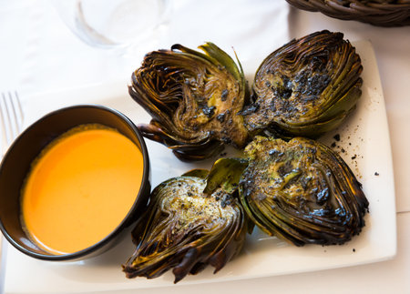 Catalonian dish - grilled artichokesの写真素材