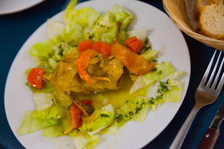 Quail marinated with cabbageの写真素材