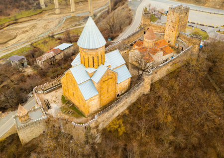 Medieval Ananuri fortress on Aragvi river in Georgia