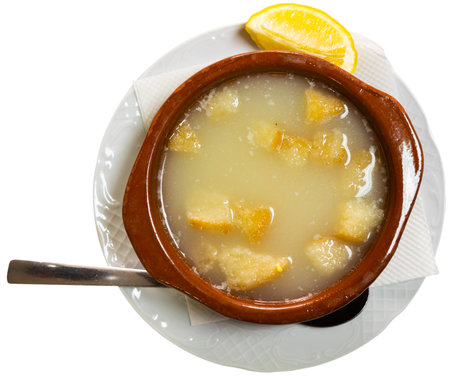 Sopa de picadillo is traditional Spanish dish from Andalusiaの写真素材