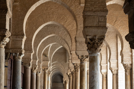 Patio of Great Mosque of Kairouan, Tunisiaの写真素材