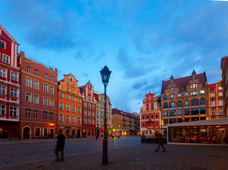 Market Square in Wroclaw on spring eveningの写真素材