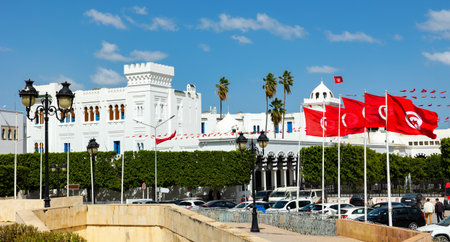 Kasbah Square view of Ministry of Religious Affairs in Tunisの写真素材
