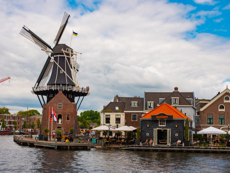 Old windmill de Adrian in Haarlem, Netherlandsのeditorial素材