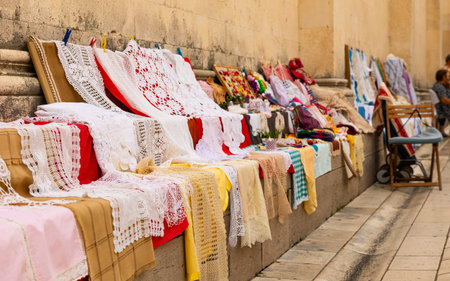 Knitted souvenirs at street market, Zadar