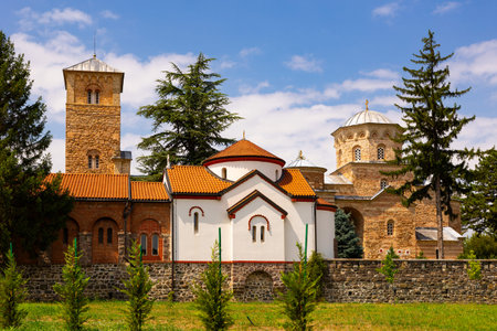 Zicha Monastery - religious buildings are made in various architectural styles, Serbia.