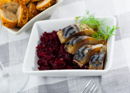 Smoked mackerel served with grated beetrootの写真素材