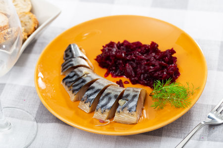 Appetizing mackerel with beetrootの写真素材